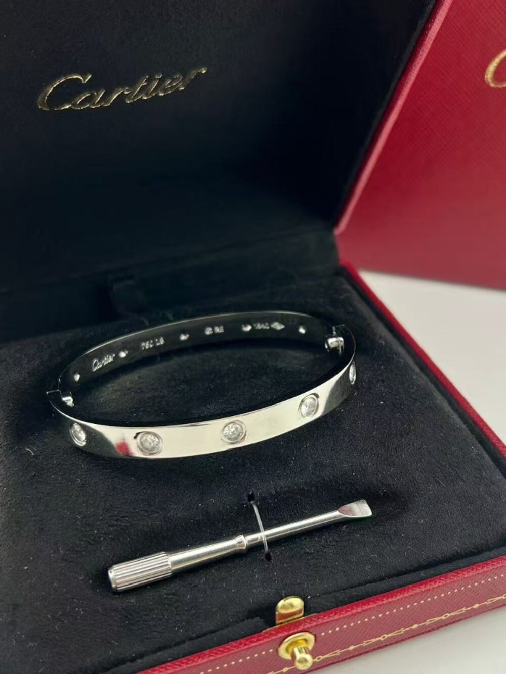 Cartier Love White‑Tone Diamond‑Set Bangle